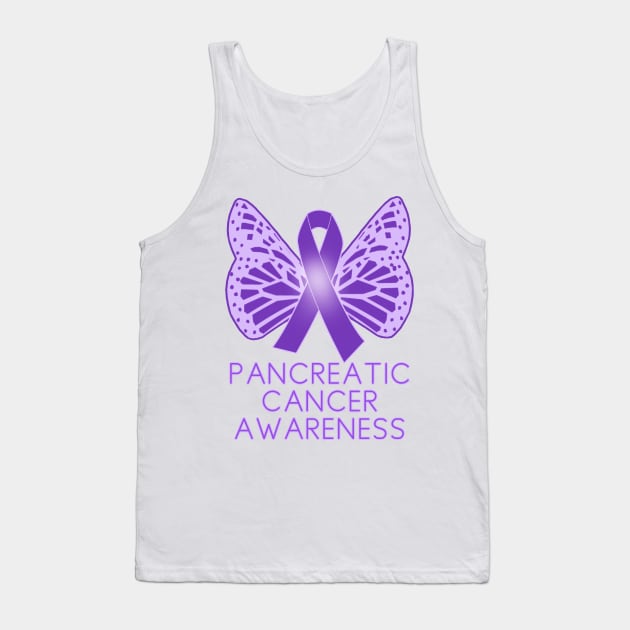 Pancreatic Cancer Awareness Purple Ribbon Butterfly Tank Top by Scarebaby